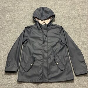 Outdoor Collection Womens Rain Jacket Size Medium Navy Hooded Waterproof Coat